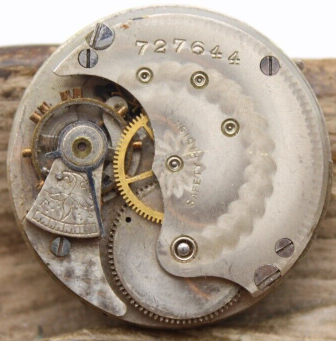 1899 TRENTON POCKET WATCH MOVEMENT 727644 GRADE 52 6s 7j FOR REPAIR (RN)