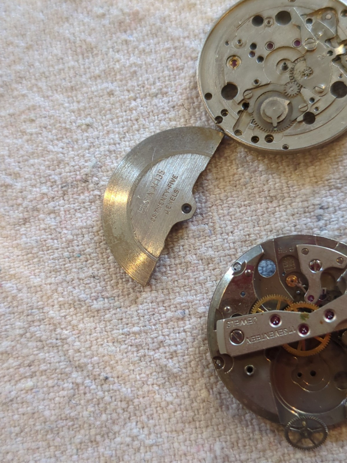 !Lot of 2 watch movements with a Box, Wheels, Plates, Screws, Springs, and more!