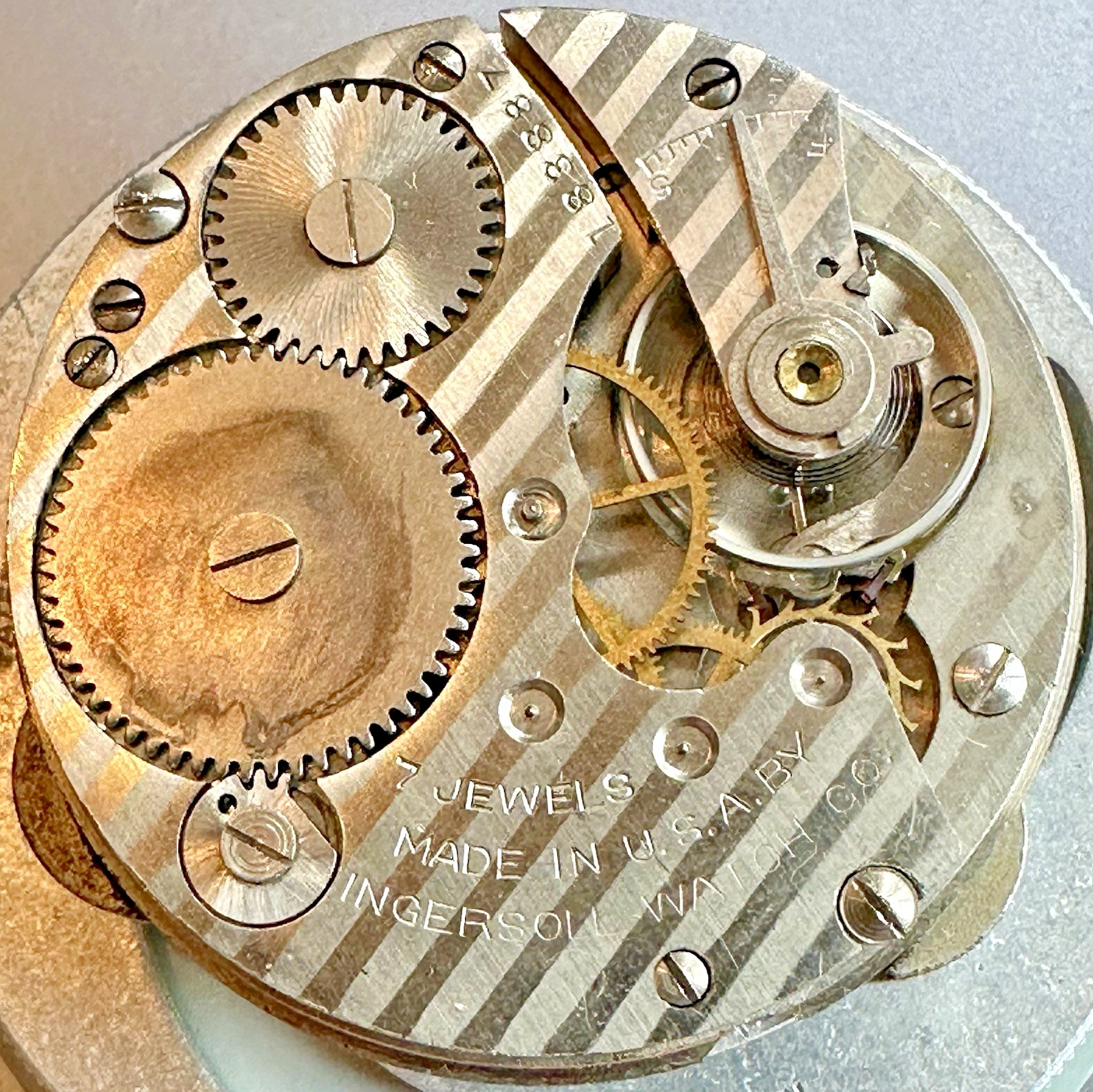 * 1893 16S INGERSOLL RELIANCE 7J Pocket Watch Movement RUNS M98