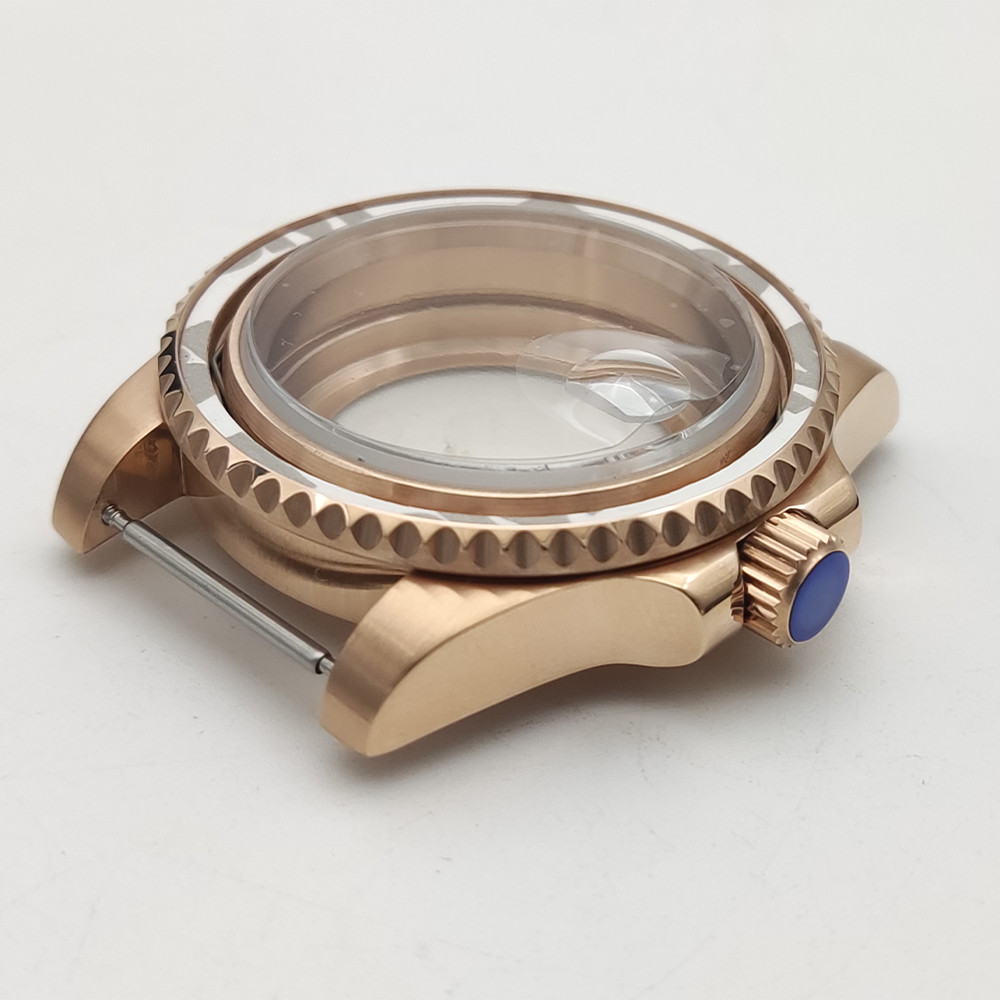 40mm Rose Gold Stainless Watch Case Mineral for Nh35 NH36 Movement 28.5mm Dial