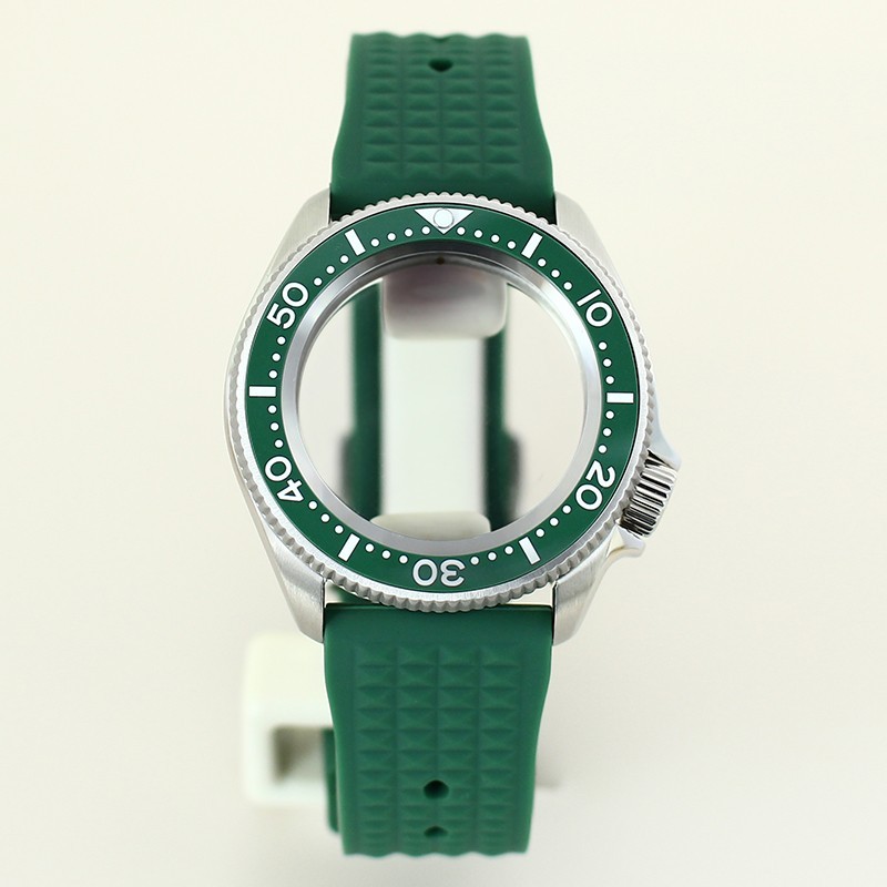 38mm Silver Watch Case+Strap Modify Turtle Mod Sapphire Steel For Seiko NH35 38