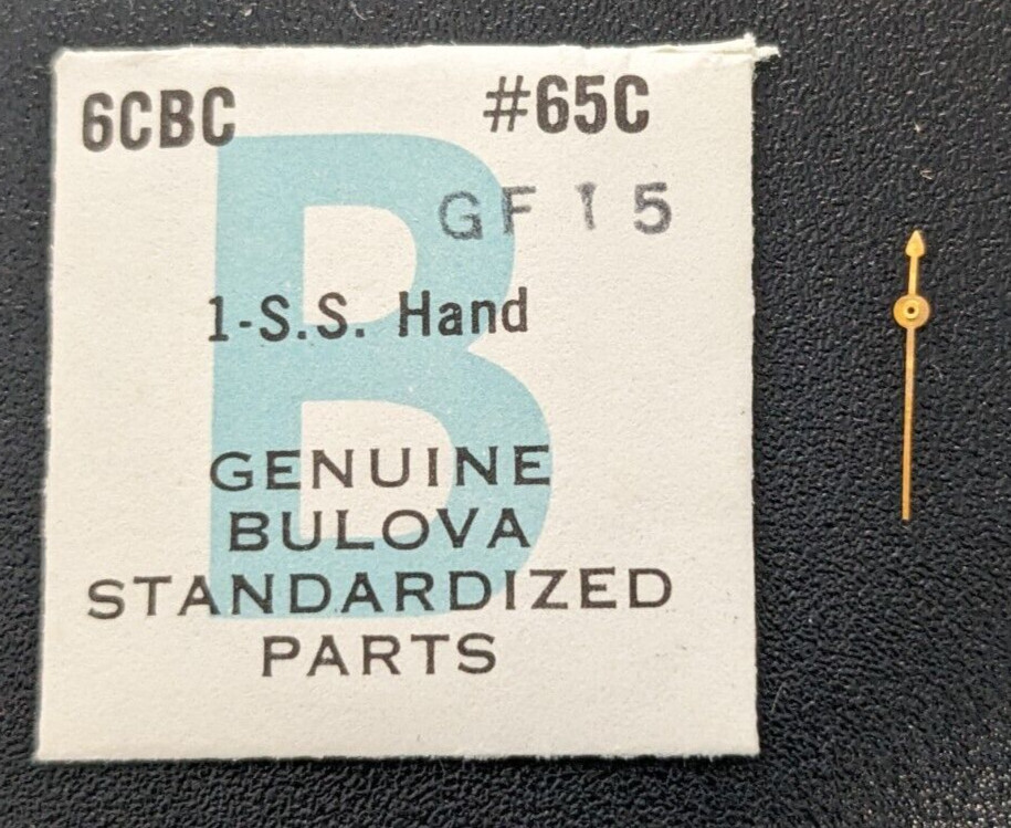 NOS Genuine Bulova 6CBC GF 15 – Watch Sweep Second Hand #65C – Gold Tone – FILS
