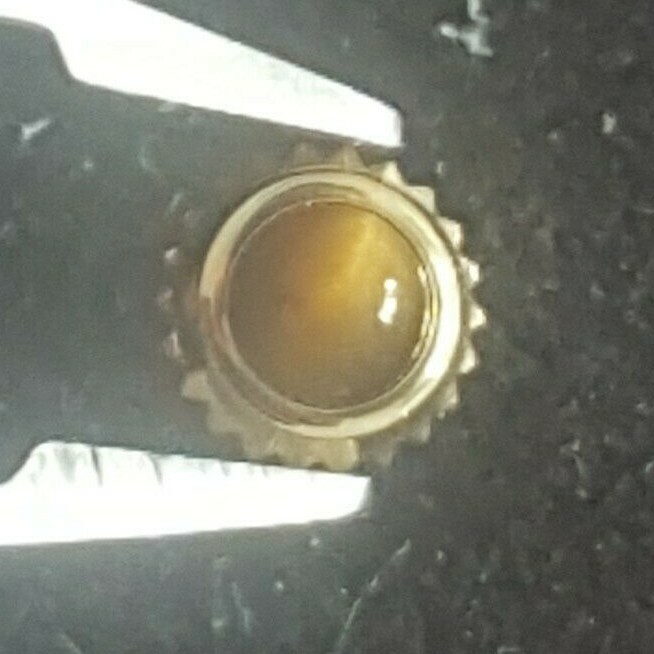 Rolex-Tudor 4.0mm Water Resistant Gold Plated Crown With Tiger Eye Cabouchon