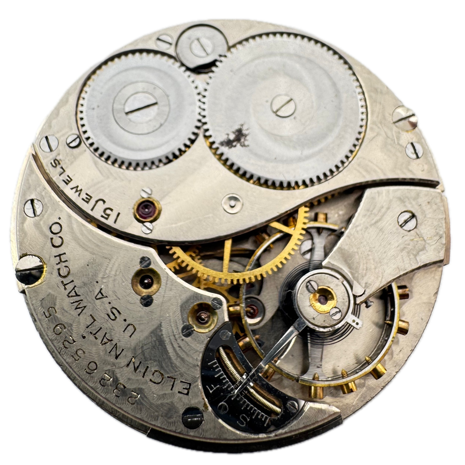 Antique 12s 1921 Elgin Fancy Louis XIV Hands Hunter Pocket Watch Movement 314