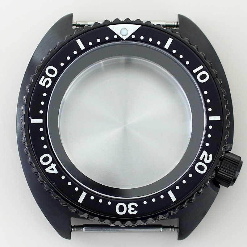 45mm Stainless Black Watch Case Modify Seiko Turtle Mod For Seiko NH34 35 36 38