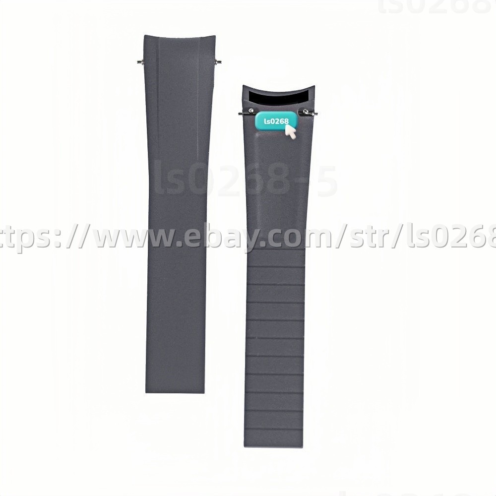 20mm Fluororubber Watch Strap Quick Release Folding Buckle Extended Length