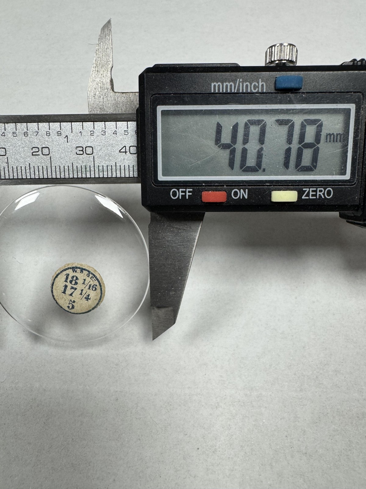 Vintage W.B.&C. Pocket Watch Mineral Crystal 40.78mm 18 1/16 17 1/4 5 Clear