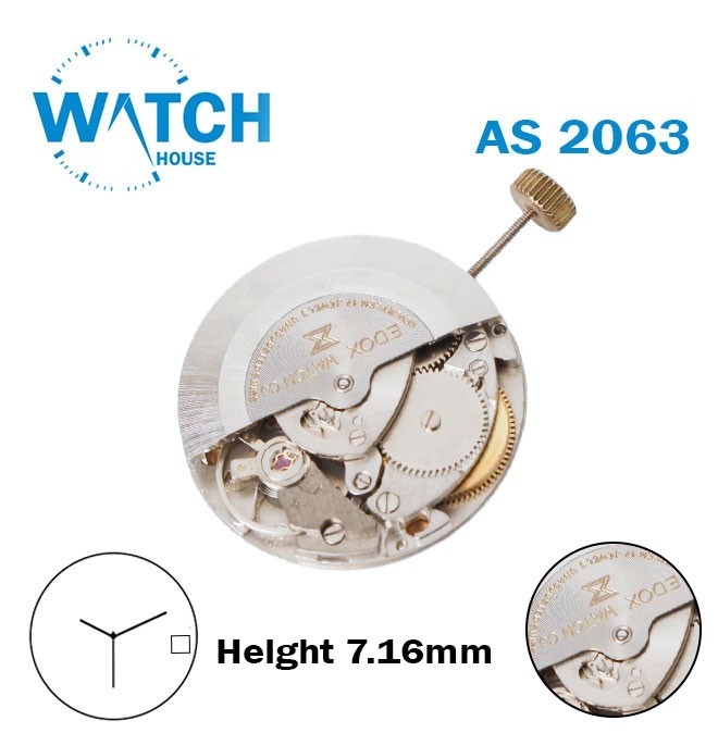Edox AS 2063-Automatic Movement-White Disk At 3-H:7.16mm-3 Hands,17 Jewels, Used