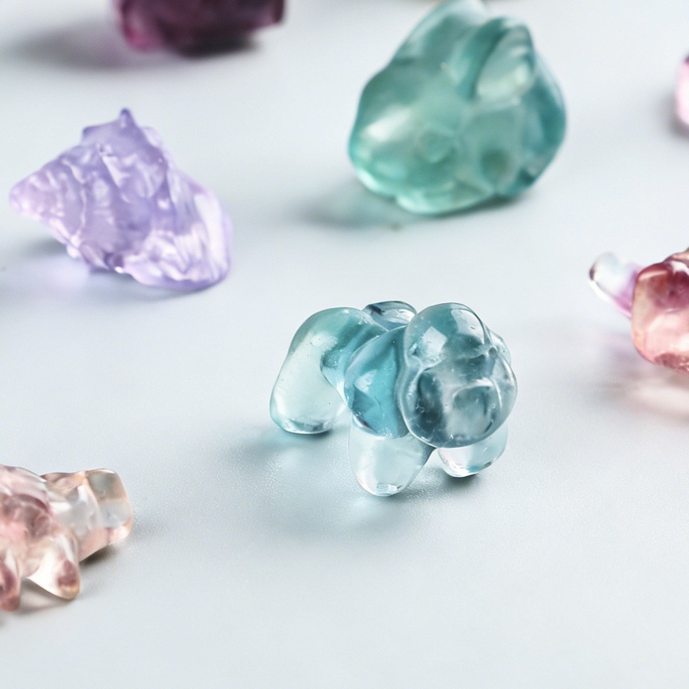 5-20pcs Mini Natural Fluorite Quartz Crystal Random Hand Carved Healing Reiki