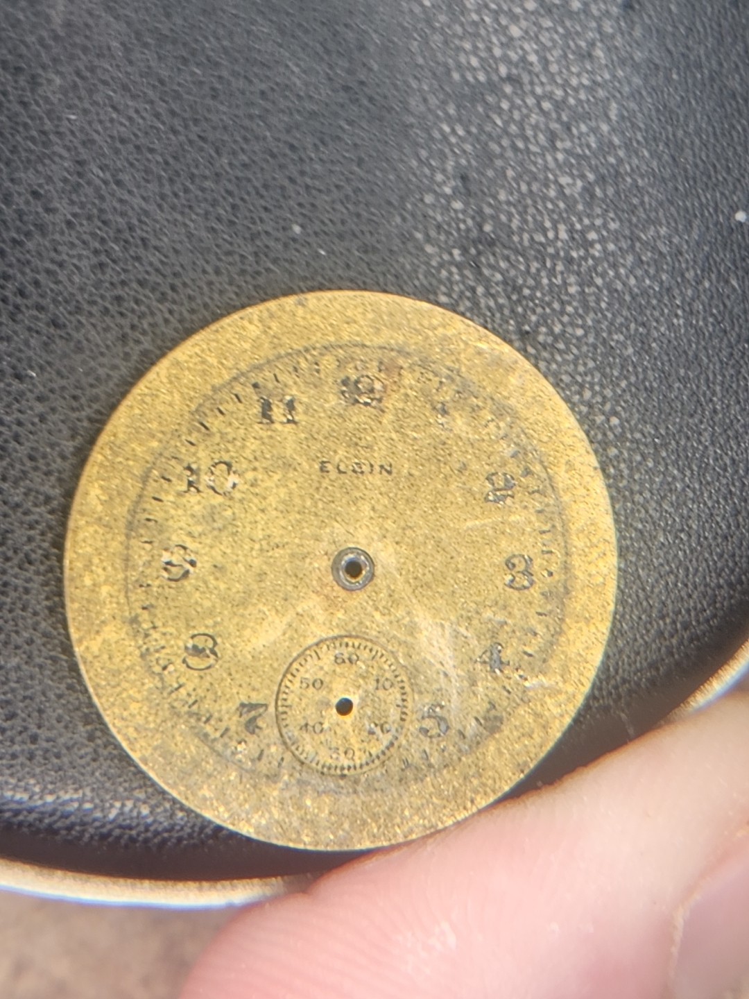 Elgin Watch Face Dial Part Repair Watchmaker Gold Black Number Circle 25mm Wrist