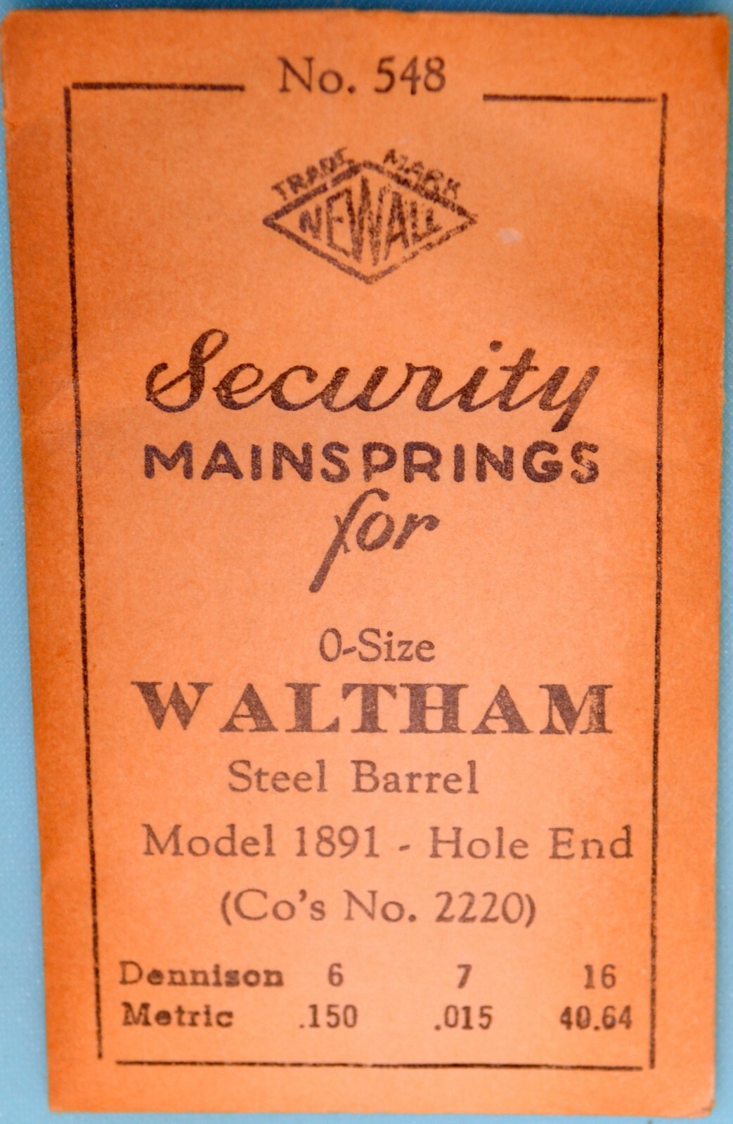 Waltham Wrist Watch Mainsprings