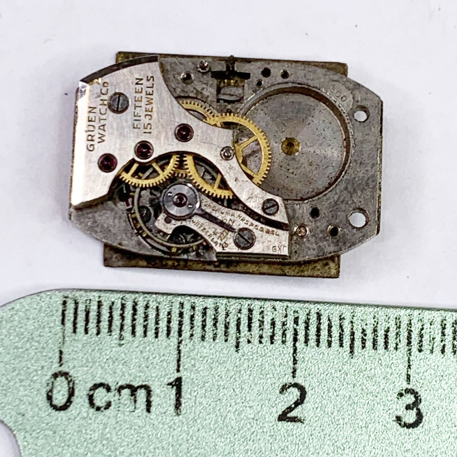 Gruen Partial Watch Movement Dial Bridge Balance Cock Watchmaker Parts Repair