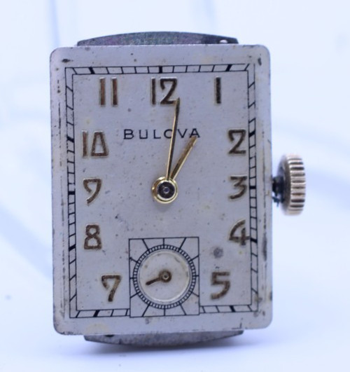 BULOVA 7AK, 21j TANK WRIST WATCH MOVEMENT FOR REPAIR (M1)