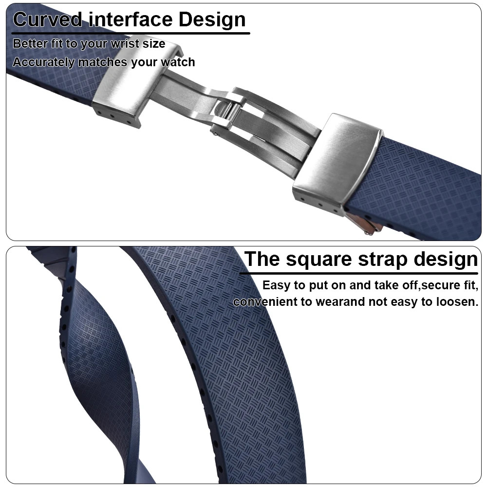 New Design CTS Fluororubber Watch Strap 18mm 19mm 20mm 22mm Quick Release Origin
