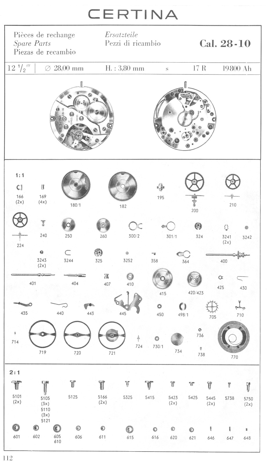 Pre Owned Certina Kurth KF 28-10 Parts – Choose from list – READ DESCRIPTION