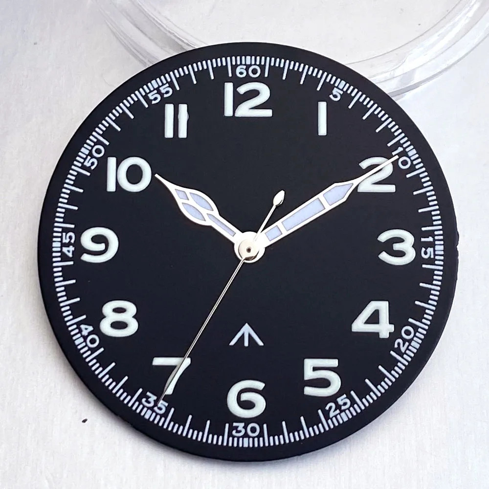 Tandorio 33.5mm Vintage Pilot Watch Dial Face For NH35/PT5000/Miyota 8215/VH31 B