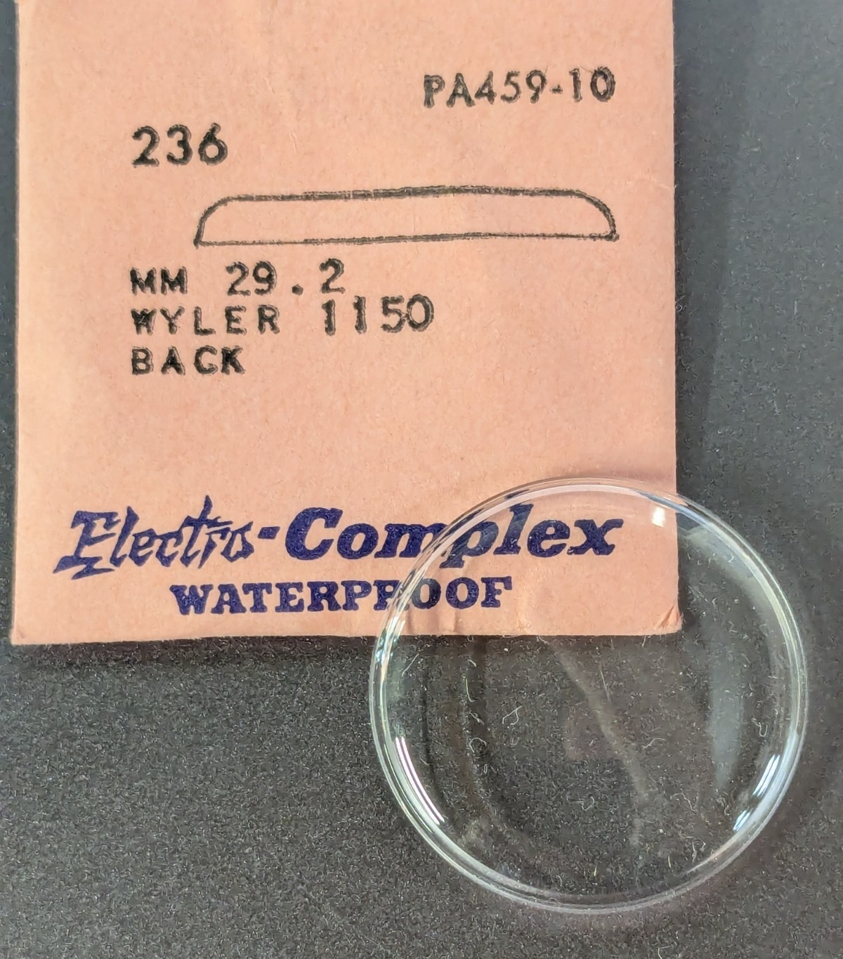NOS Electro-Complex Acrylic Watch Crystal Wyler 1150 29.2mm 236 PA459-10