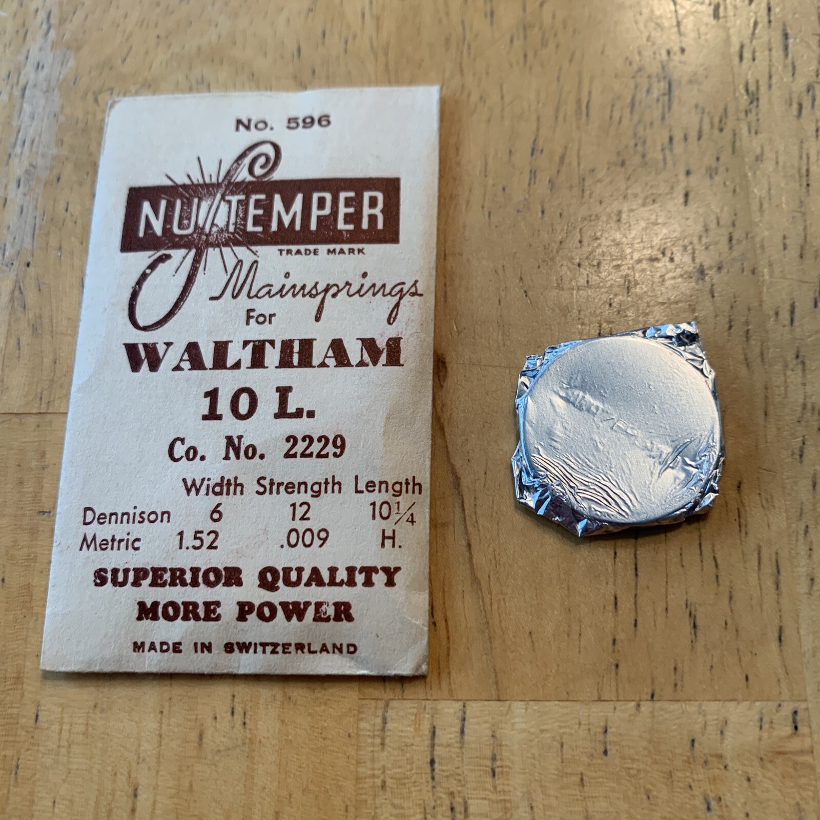 NuTemper Mainspring #596 For Waltham 10 L 2229 6x12x10.25 / 1.52x.009xH