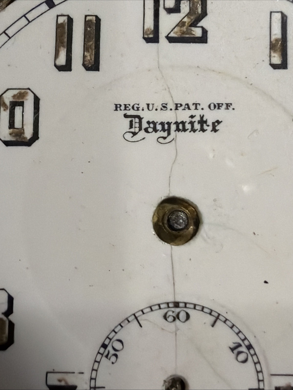 AM43 VTG Barclay Daynite 7j Pocket Watch Movement 42mm – Parts/Repair As Is**