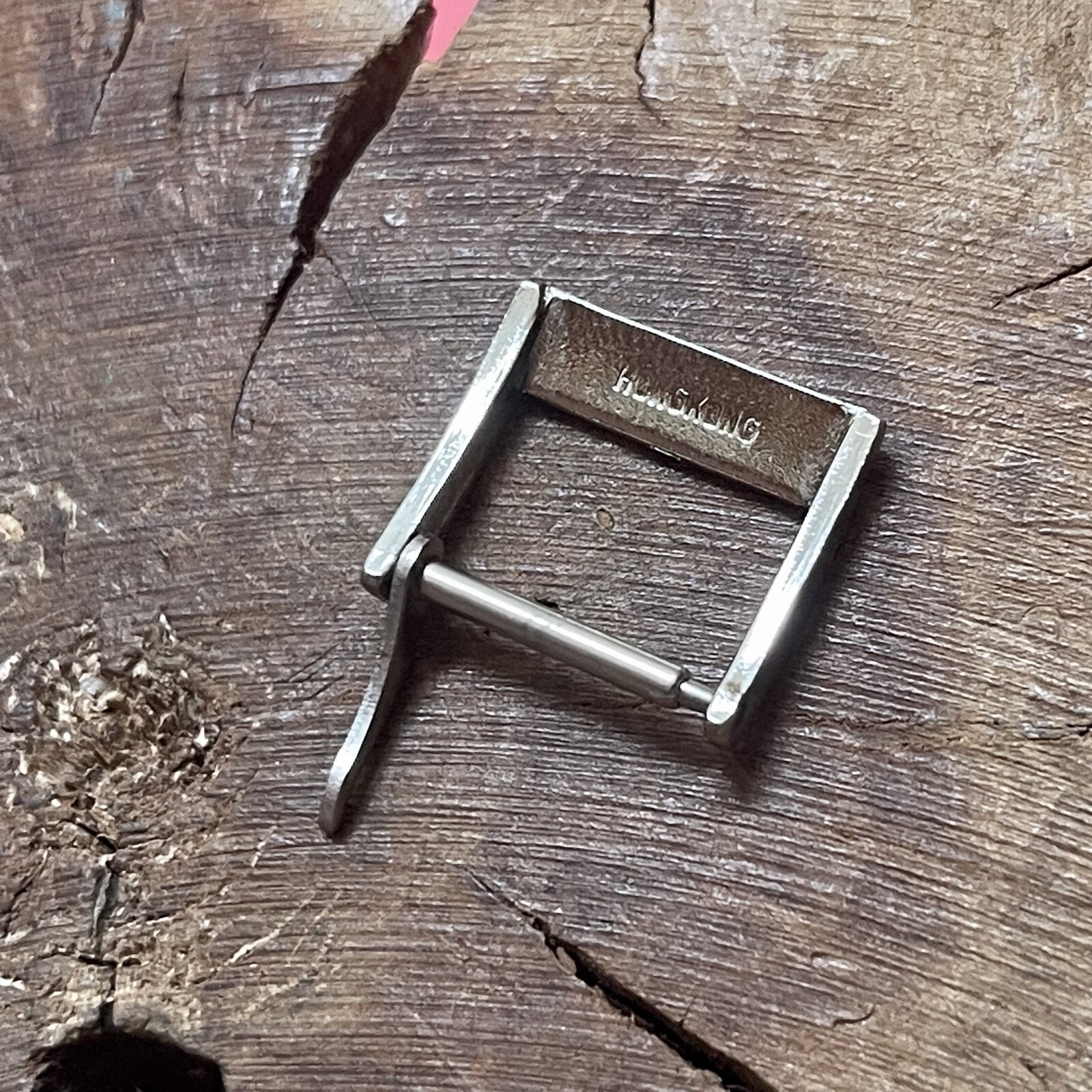High polished silver-tone 14mm inner opening vintage watch strap band buckle