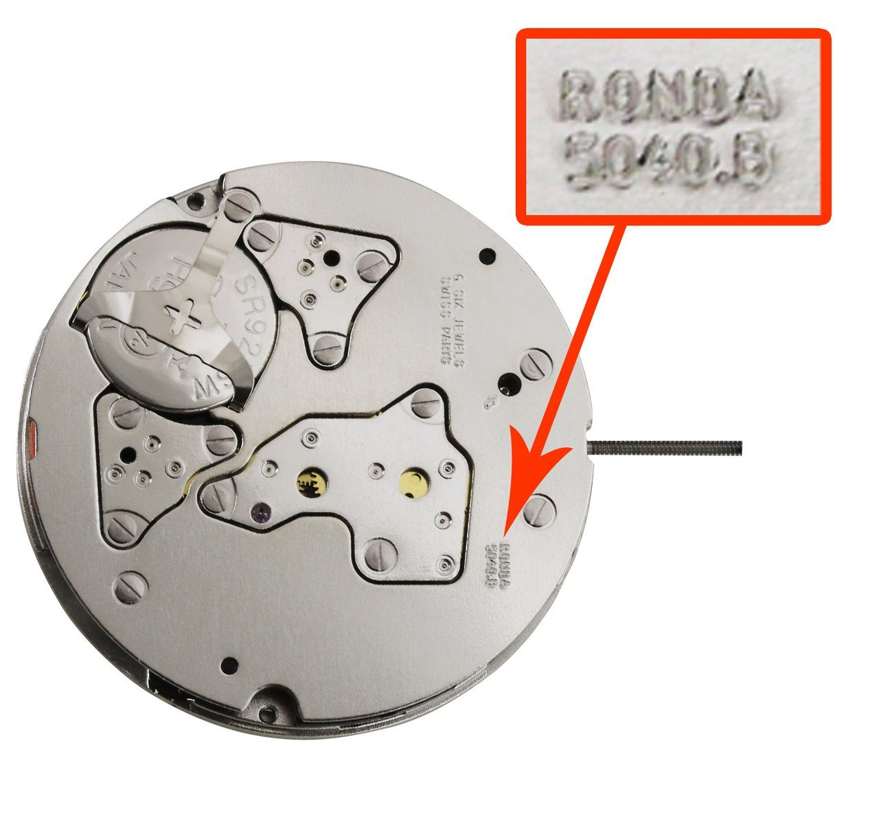 Ronda 5040.B Quartz Chronograph Movement, 3 Hands, Date at 12, Height 6.7mm