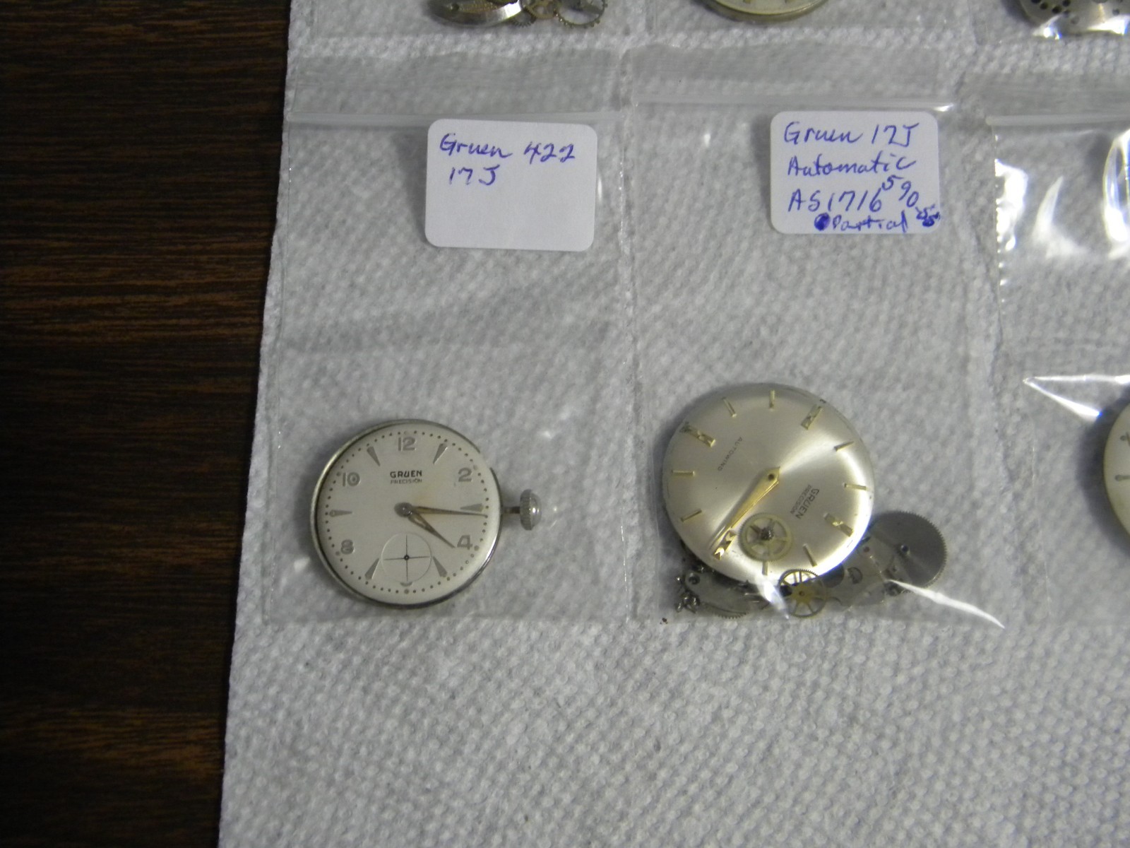 Gruen Lot 15J to 21J Wrist Watch Movements to Repair or for Parts Qty 10 Each