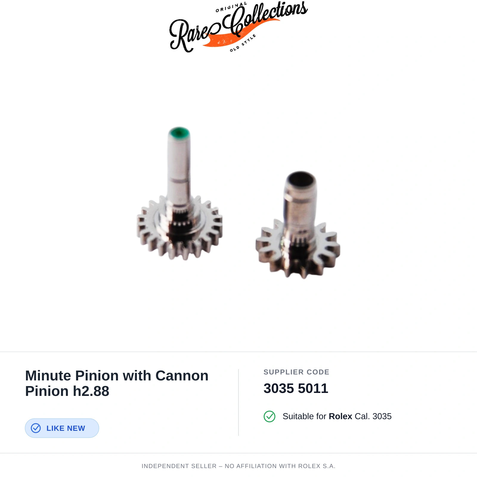 Minute Pinion with Cannon h2.88 for Rolex (cod. 3035 5011) — Excellent Condition