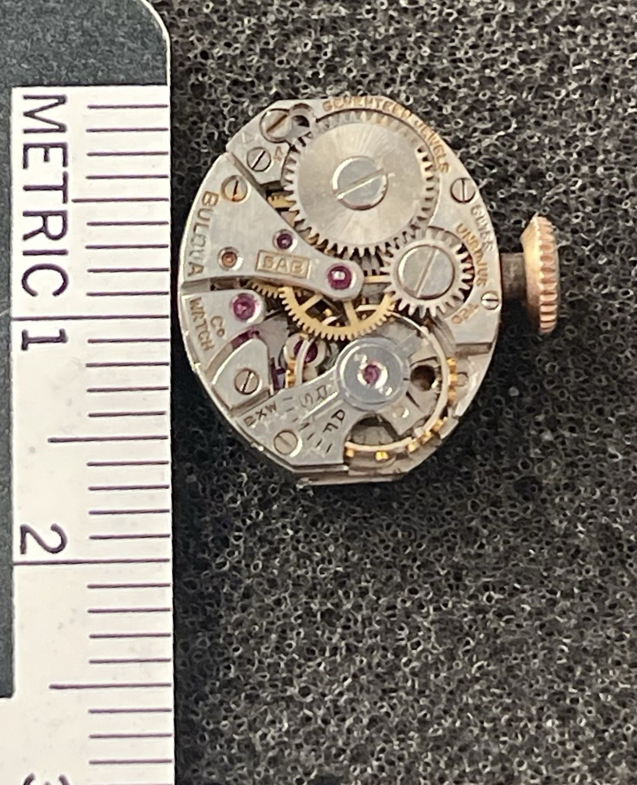 Bulova 5AB Watch Movement – 17 Jewels – For Parts or Repair – TM2563