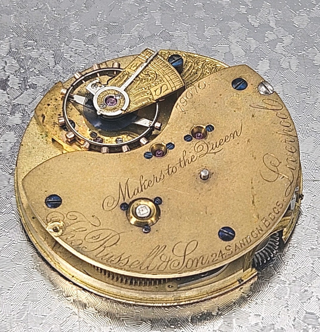 Antique Thomas Russell & Son English Lever Pocket Watch Movement Liverpool