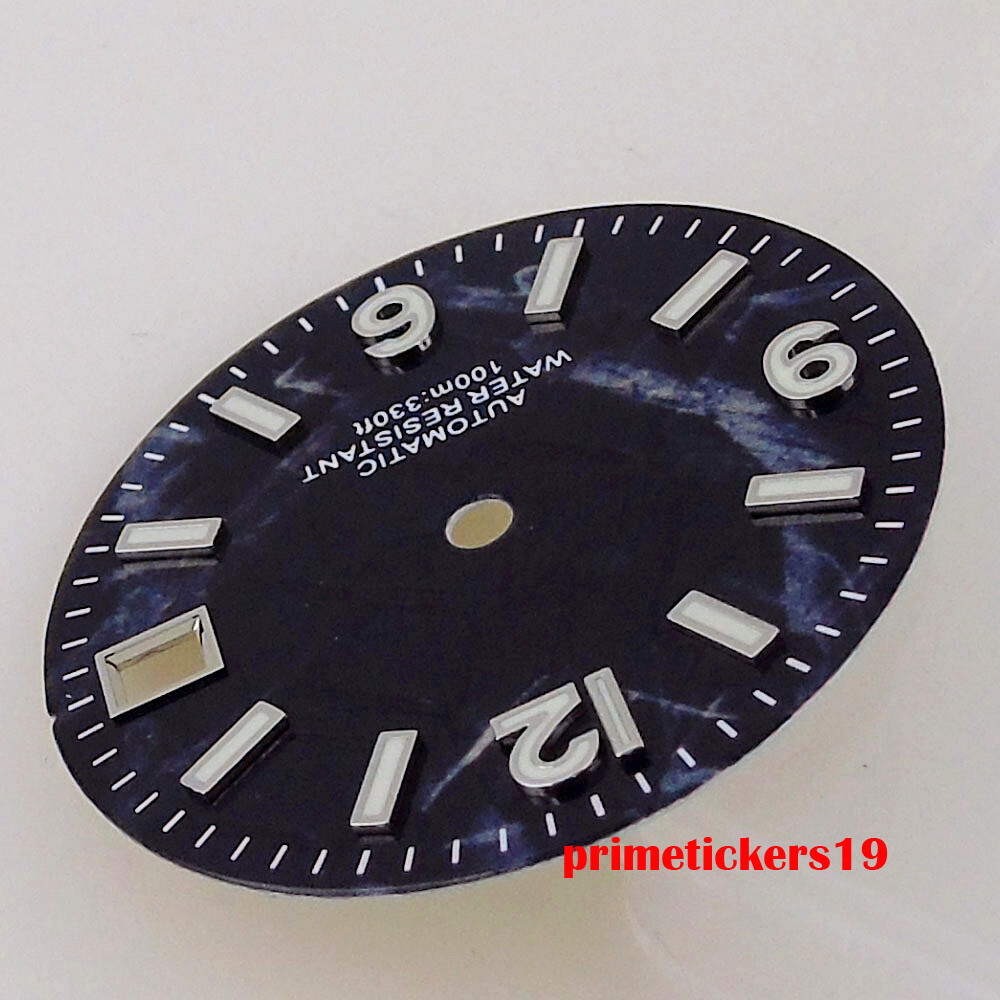 29mm Black/Blue/Green Sterile Watch Dial Date Hands Set Fit NH35 NH35A Movement