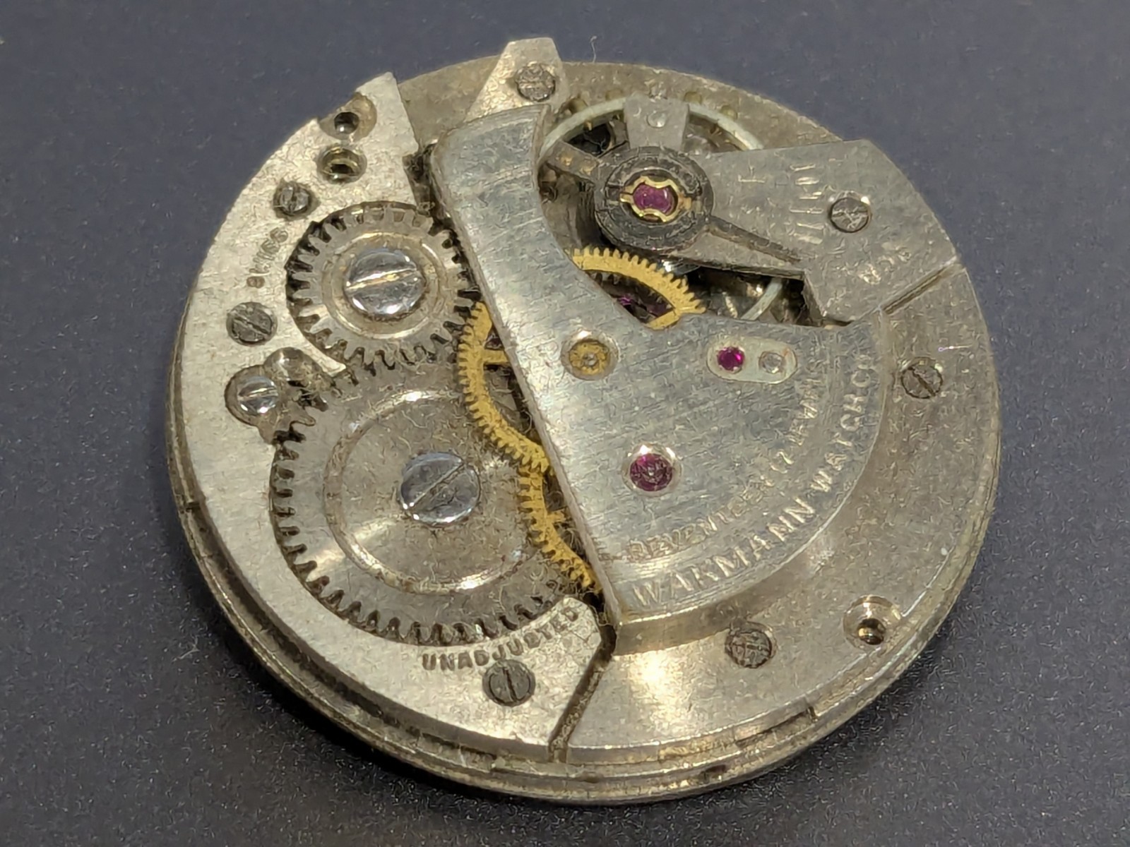 Vintage Wakmann Military Dial Swiss Cal. WOG 17 Jewel Mechanical Watch Movement