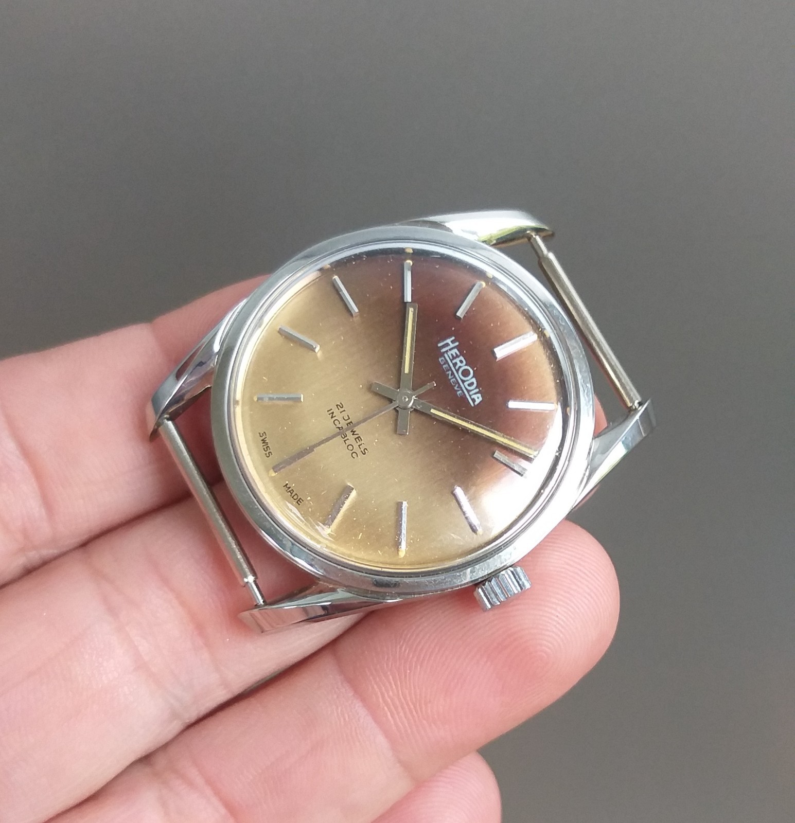 AS 1900 Steel Case + Dial 35mm Project Watch NOS Vintage Swiss Parts No Movement