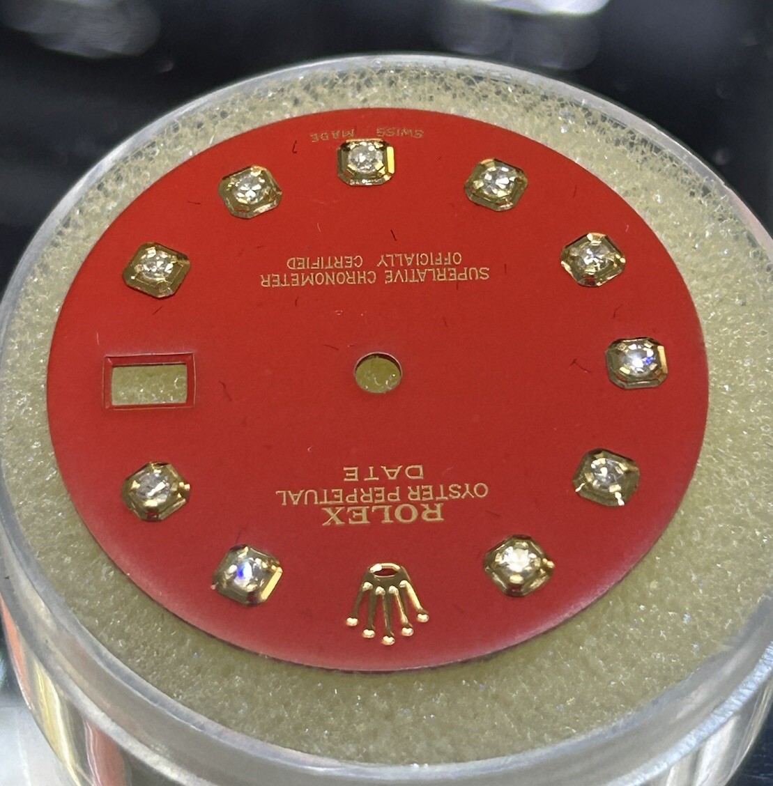 Rolex 34mm Date Watch Custom Red Diamond Dial For NonQuick Models 1500 1503