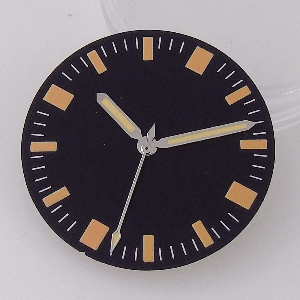 28.5mm Black Watch Dial Orange Marks For ETA 2824 2836 NH35 NH36 Movement