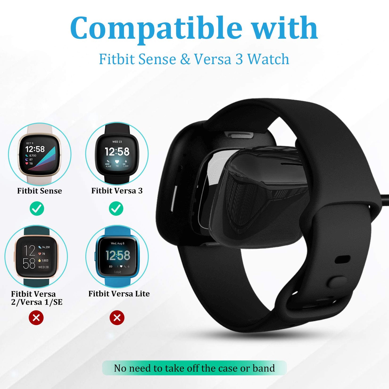 Compatible with Fitbit Sense & Fitbit Versa 4 Charger Replacement USB Chargin…
