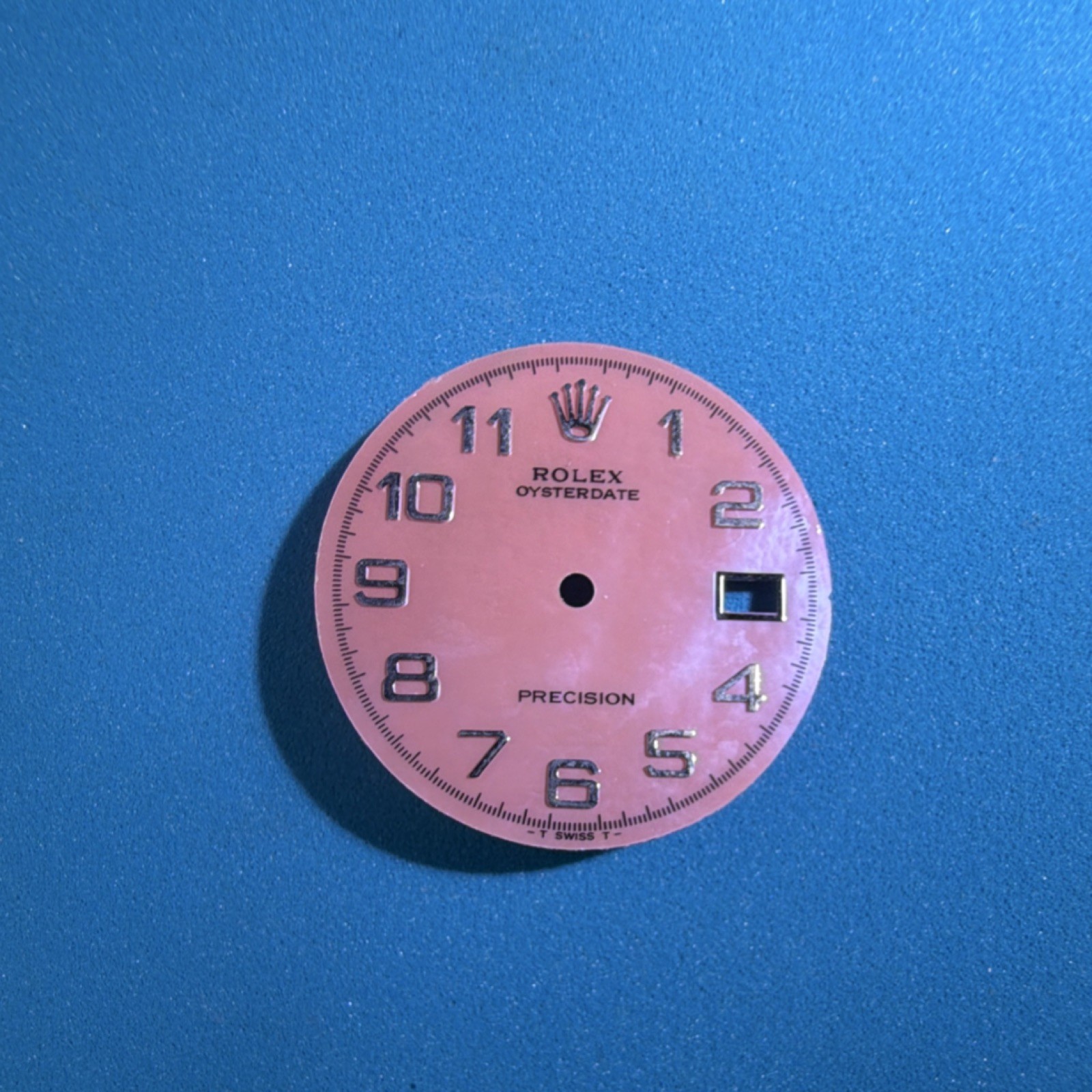 Rolex Replacement Oysterdate Pink Dial Silver Numerals Date Display, 28mm