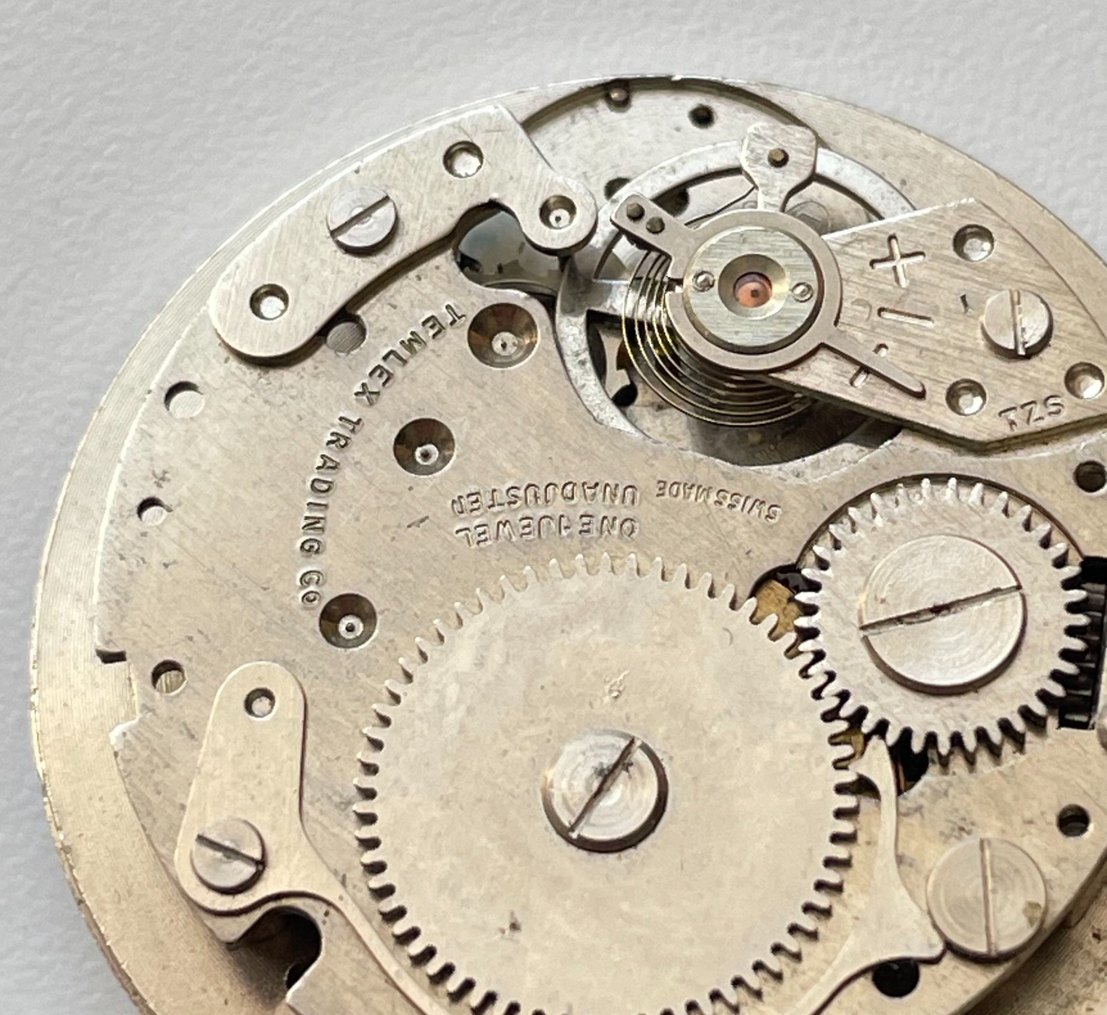 Vintage Princeton Watch Movement Swiss Rose Dial 12h Crown Parts Repair 30.7mm