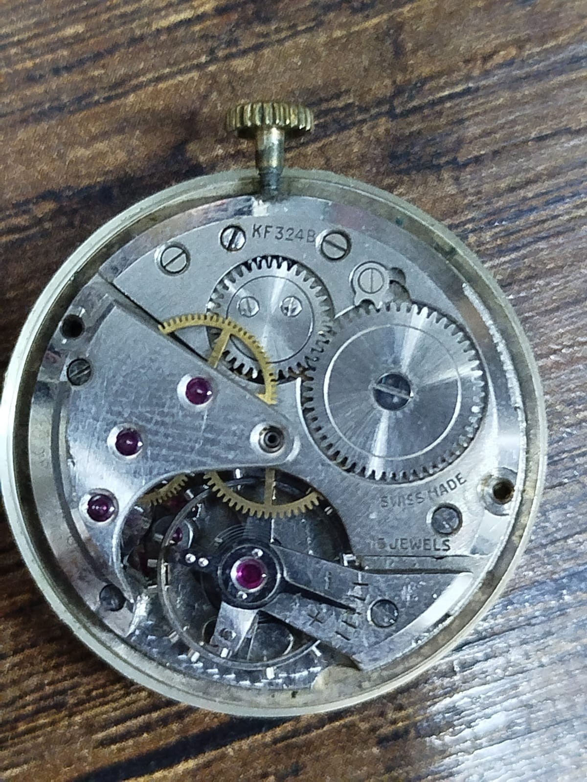 Vintage Cortina Edison Watch Movement Dial Hands Caliber KF 324B Kurth Freres