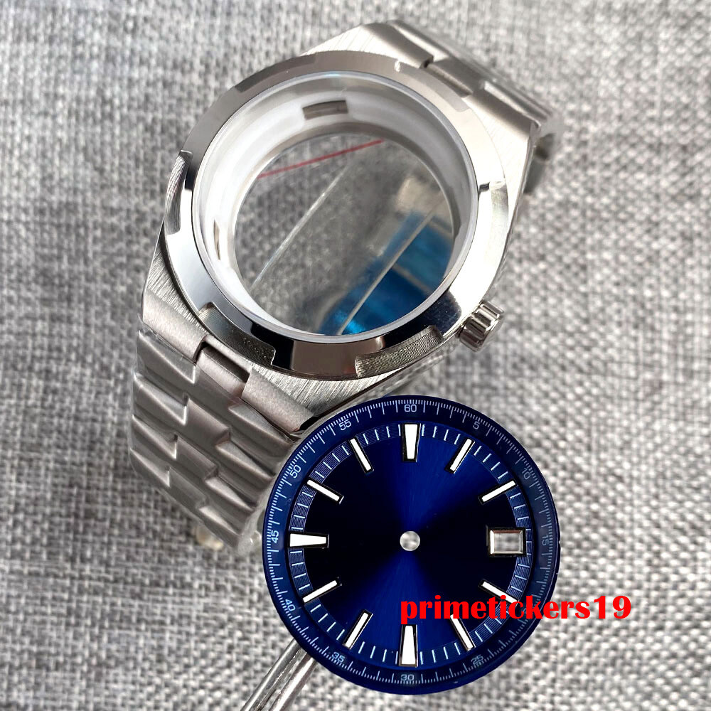 41mm Watch Case Transparent Back Bracelet Sapphire 33mm Dial Hands Fit NH35 Movt