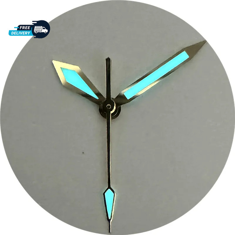 Polished Watch Hands C3 BGW9 Green Blue Lume For NH35 NH36 Movement Mod Parts