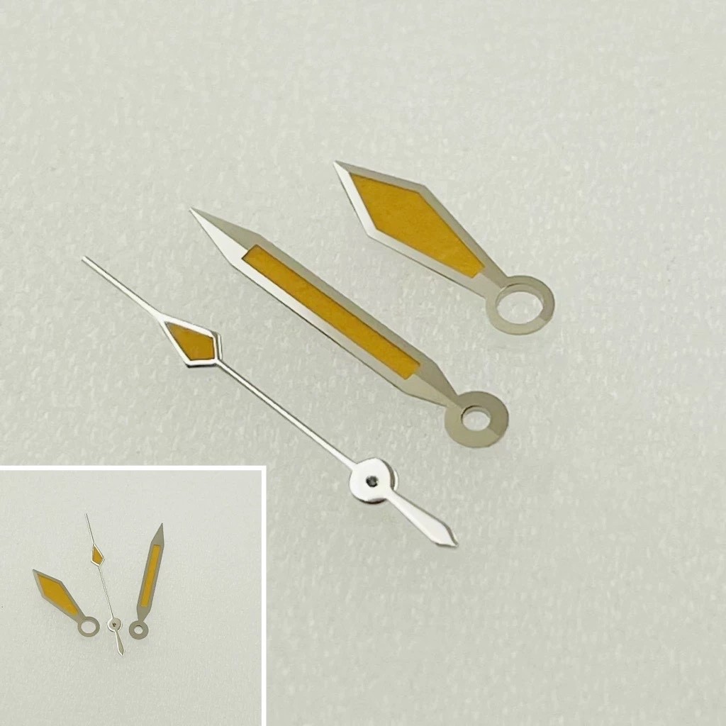 1 Set Luminous Watch Hand Set Silver Yellow 8x12x13mm For ETA 8200