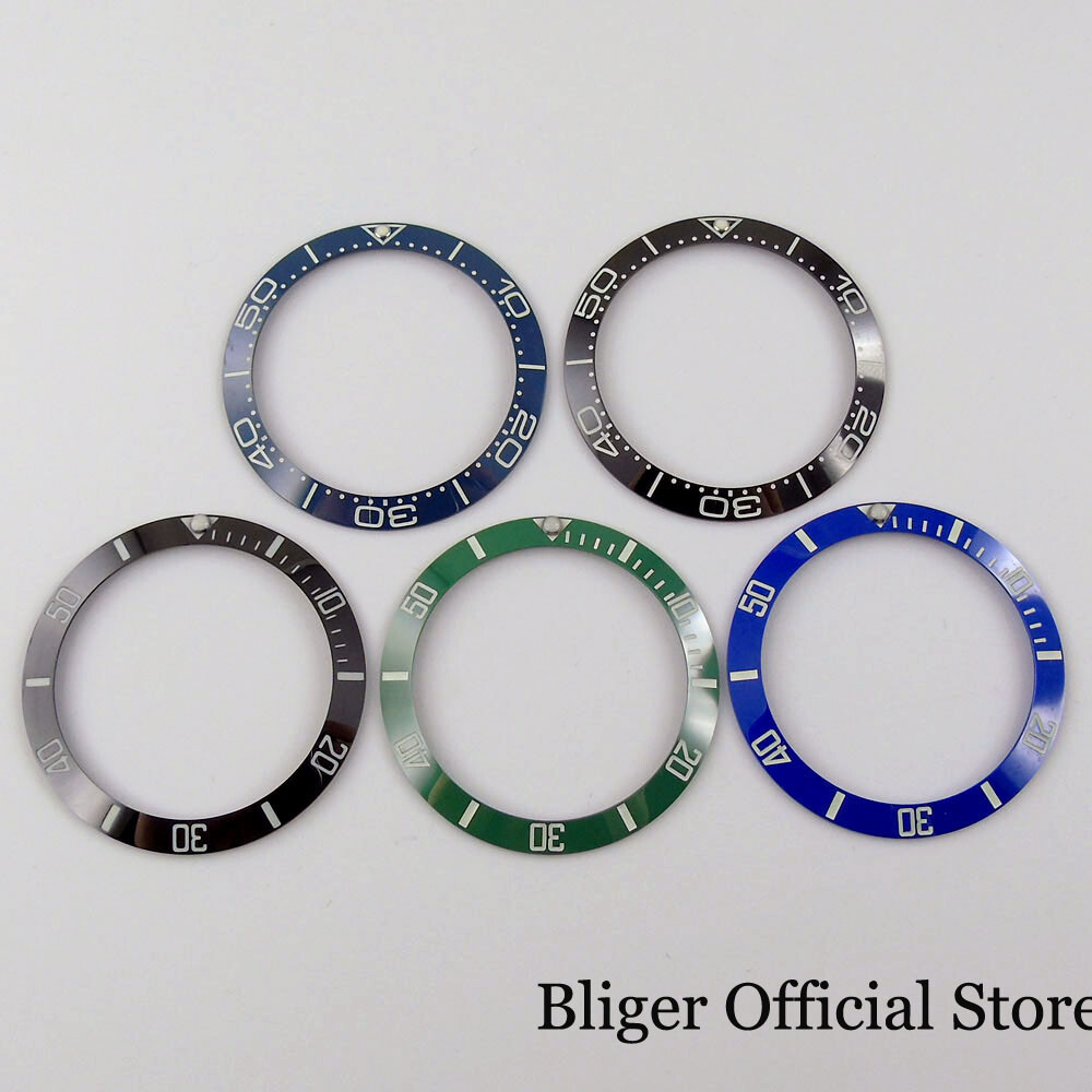 BLIGER Slope Luminous Marks 38mm Ceramic Watch Bezel Insert for 40mm NH35A Watch