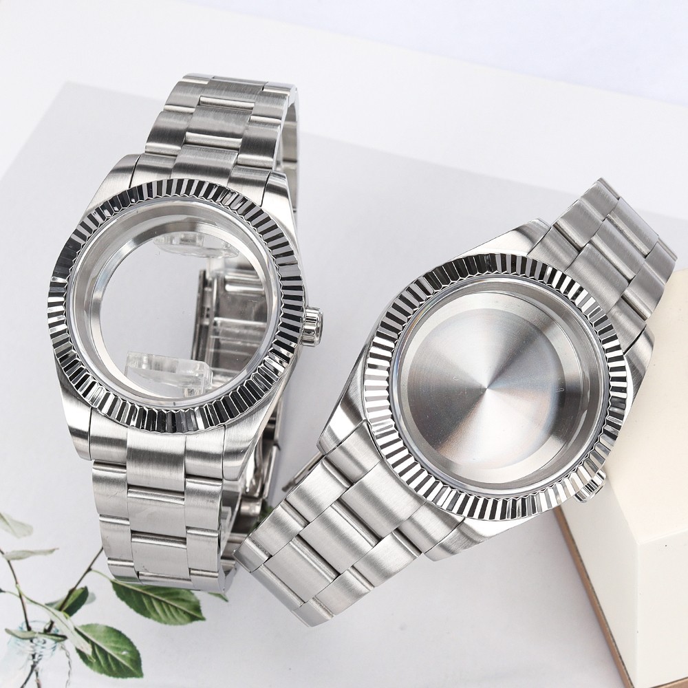 Sapphire Date Watch Cases 36mm/39mm+ Bracelet Oyster Fluted For Seiko NH35 NH36