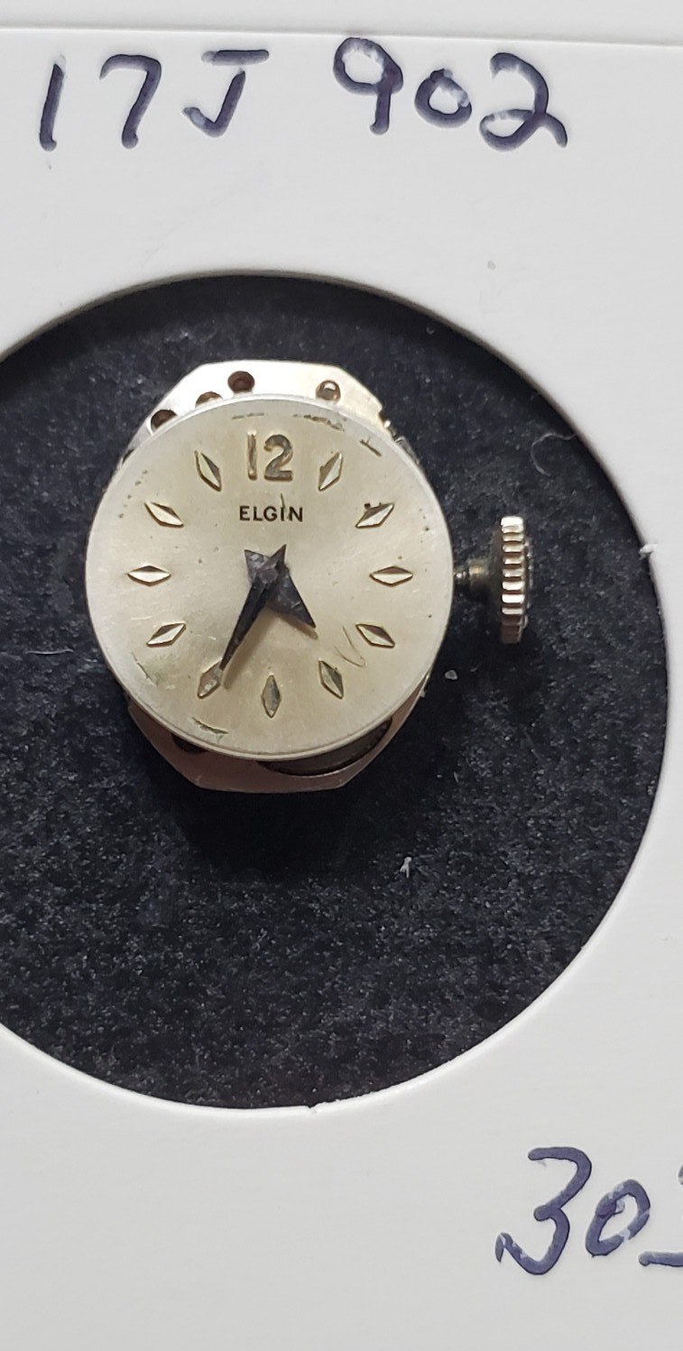 WOMANS ELGIN 17j 902 WRIST WATCH MOVEMENT #3035