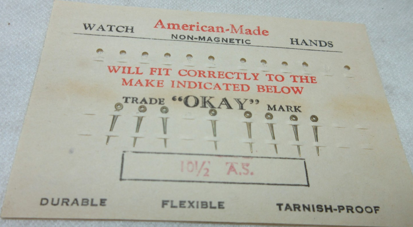 AMERICAN MADE WATCH HANDS 10 1/2 AS WATCHMAKER REPLACEMENT PARTS #227