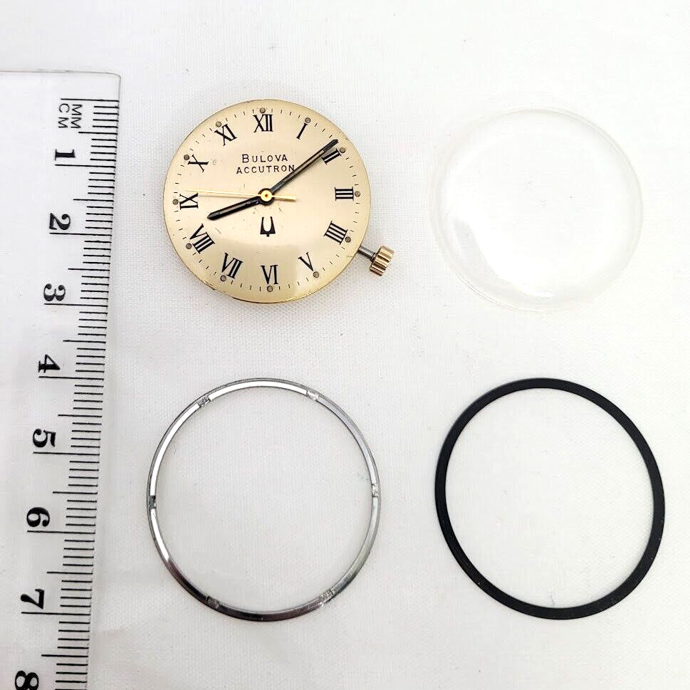 🔥🔥 BULOVA ACCUTRON – Movement + Dial + Crystal + Back Gasket & Retaining Ring!