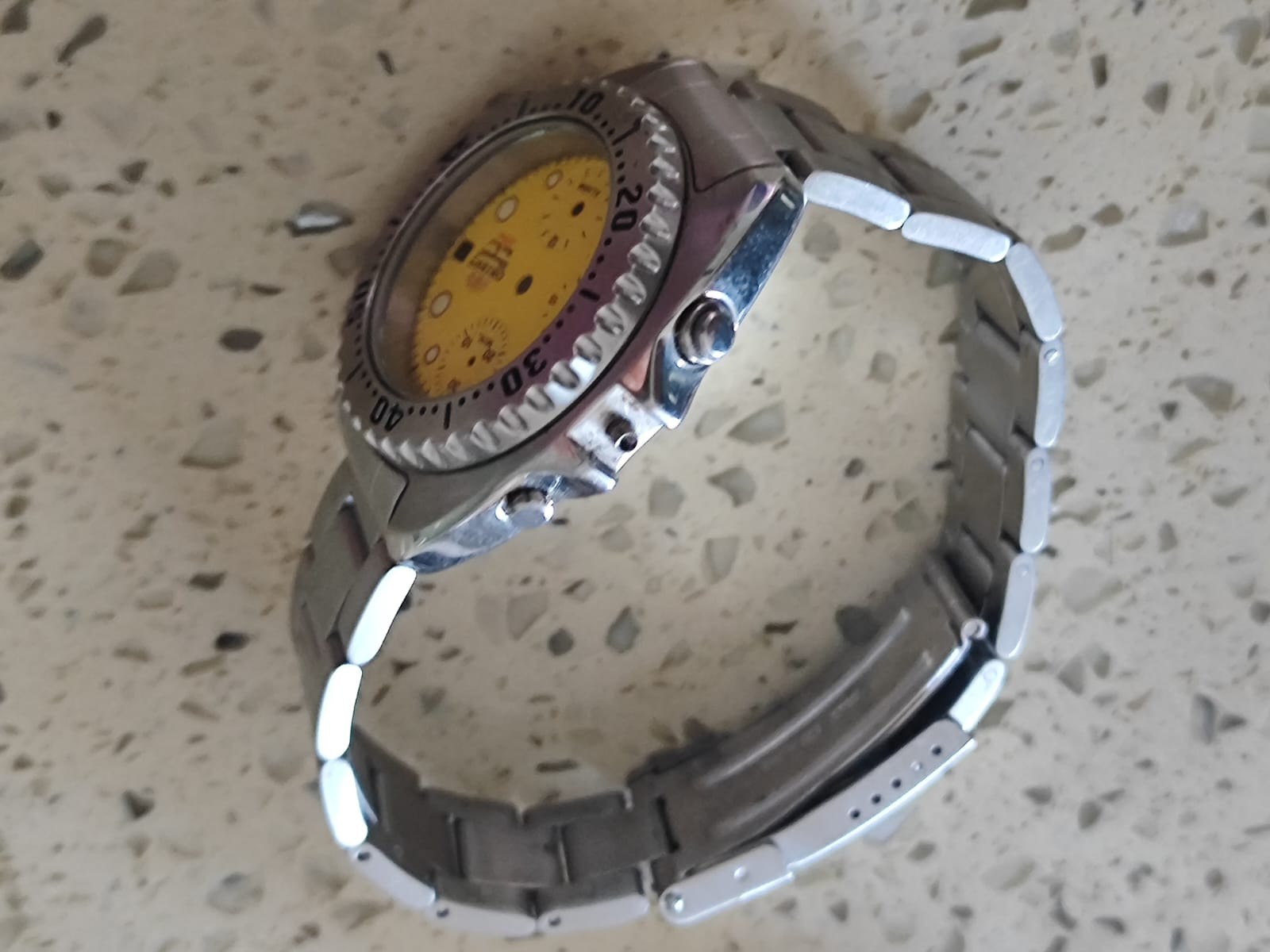 Orient TD0D-000 Chronograph 150m Diver Parts CASE & bracelet & Yellow Dial NOS
