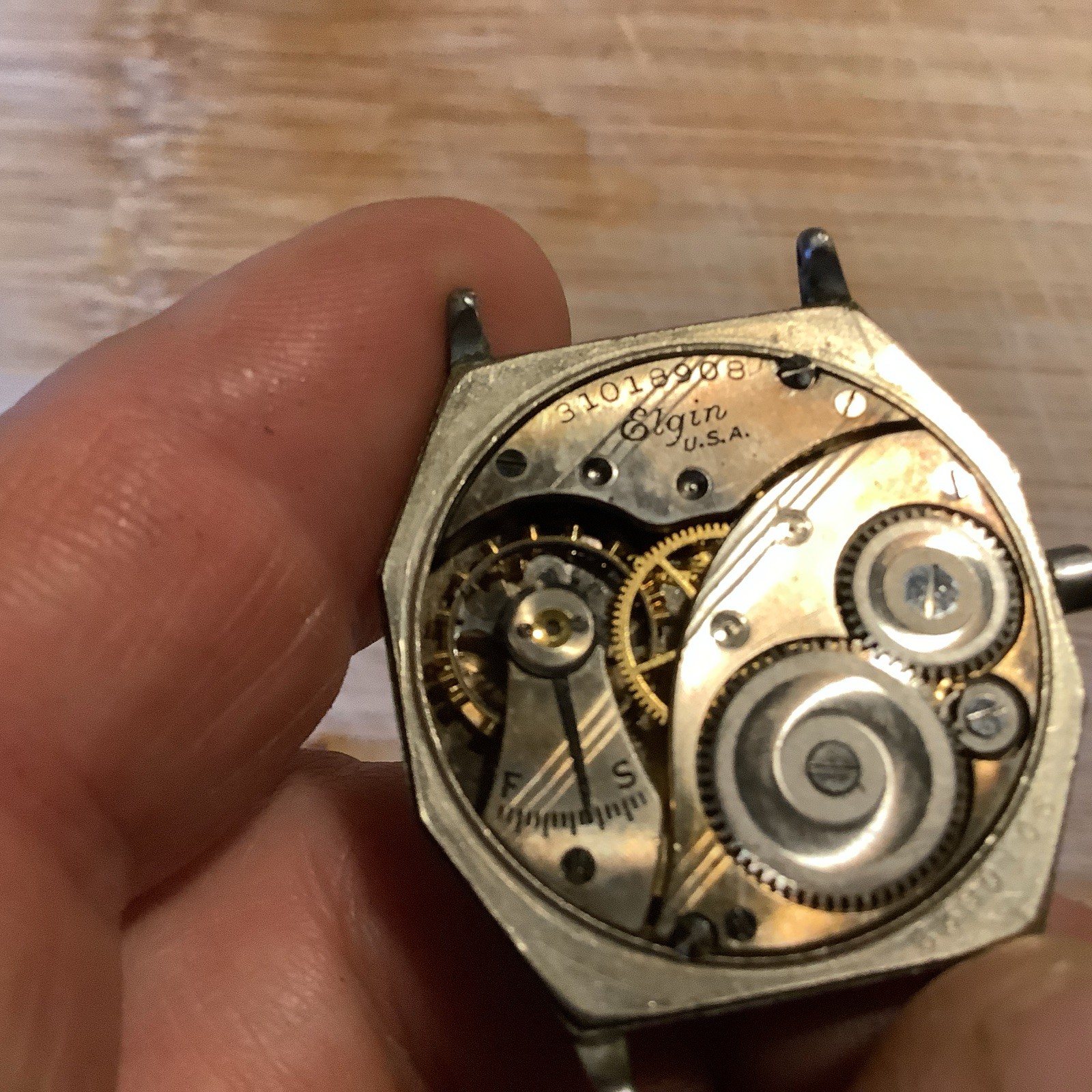 Vintage 1920s/30s Men’s Elgin Wrist Watch Movement. For Parts Only