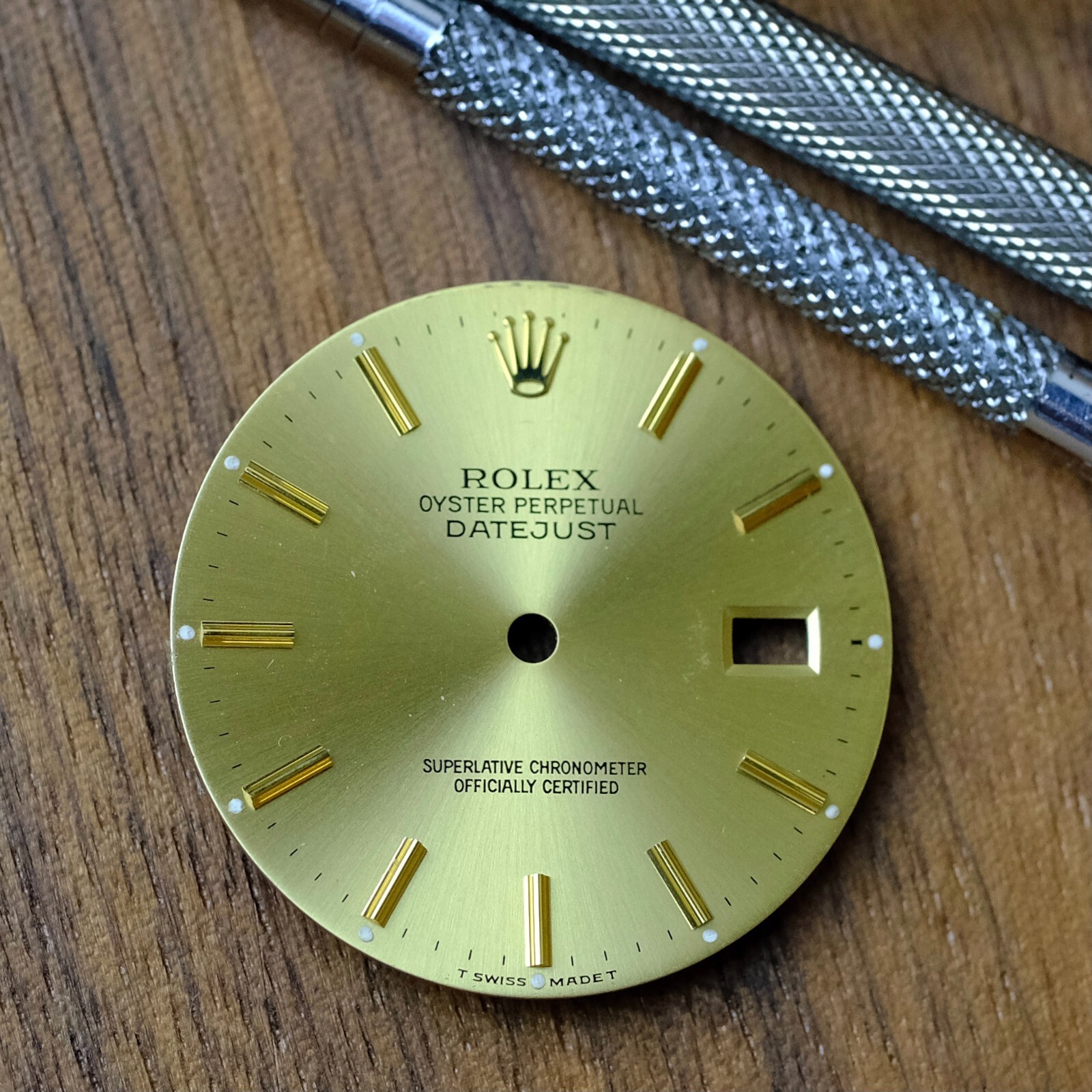 AUTHENTIC ROLEX OEM 36MM DATEJUST CHAMPAGNE DIAL GOLD INDEX 16233 16013 MENS