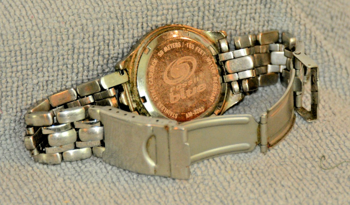 Seiko Quartz S2 Watch & Fossil Blue 50m Original Bands Water Resistant For Parts